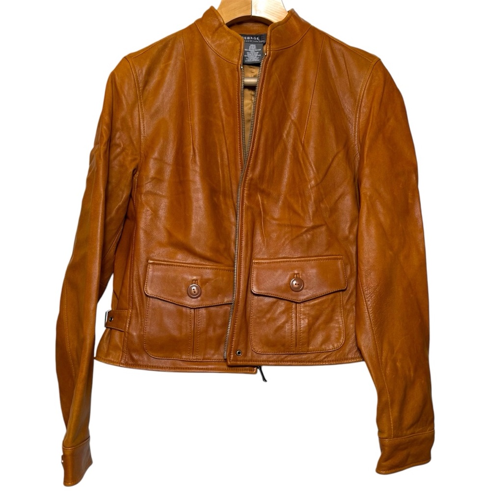 George Me by Mark Eisen Womens Brown Leather Zip Up Jacket | Size: M (8/10)